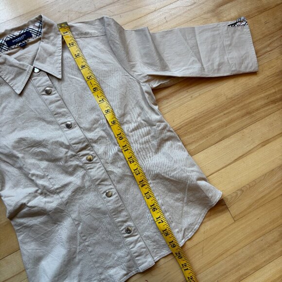Burberry London Girls Beige Plaid Cuff Button-Up Shirt Size 150A (US 12-13Y) - Picture 4 of 11